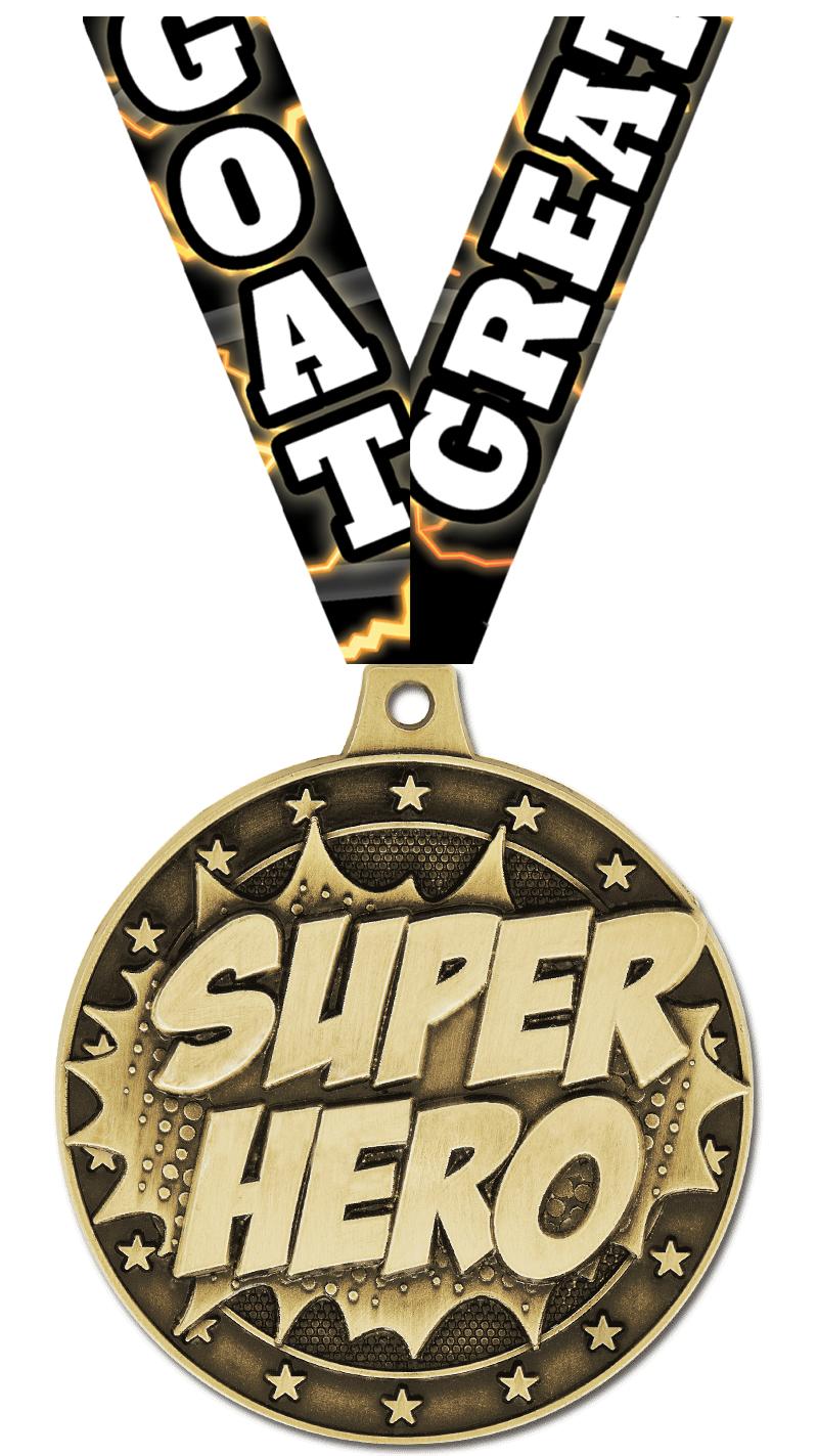 2" 3D SUPERHERO MEDAL GOLD