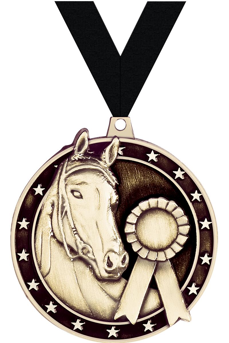 2" 3D HORSE MEDAL GOLD