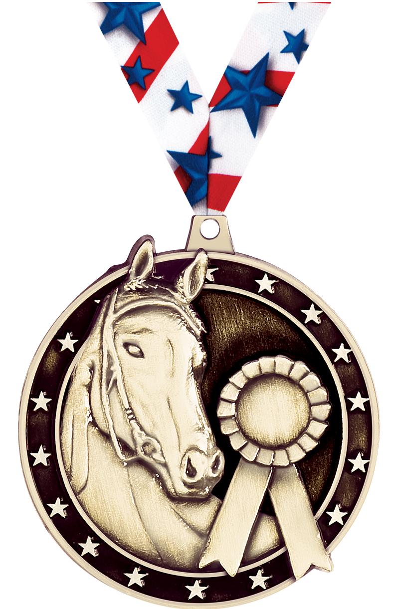 2" 3D HORSE MEDAL GOLD