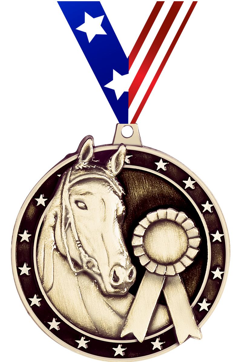 2" 3D HORSE MEDAL GOLD