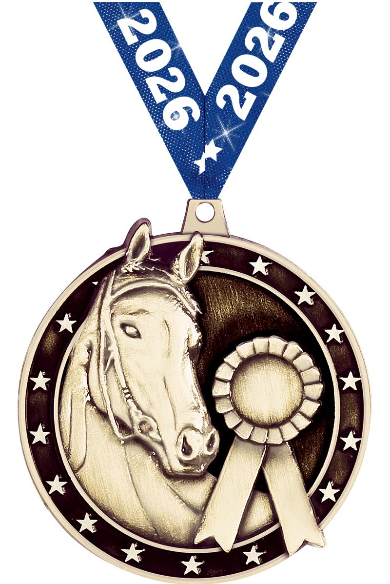 2" 3D HORSE MEDAL GOLD