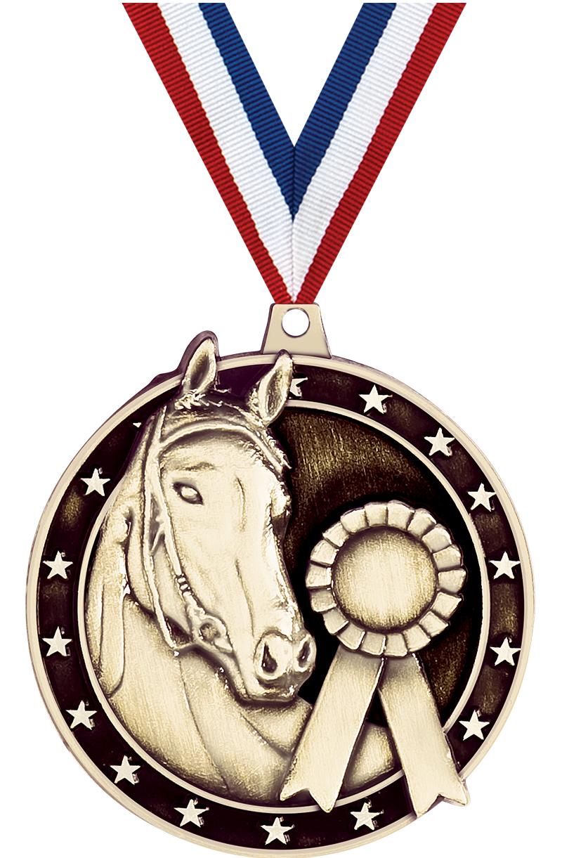 2" 3D HORSE MEDAL GOLD