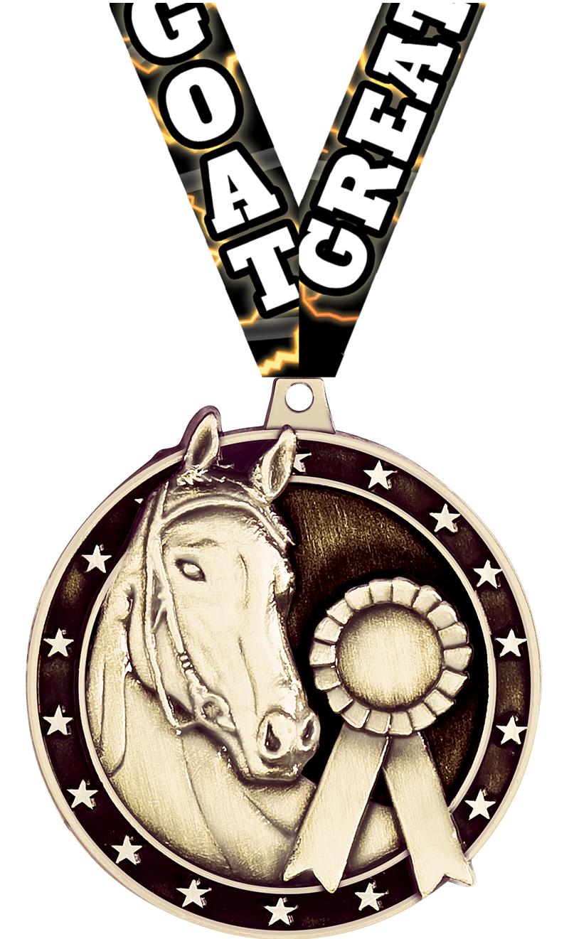 2" 3D HORSE MEDAL GOLD