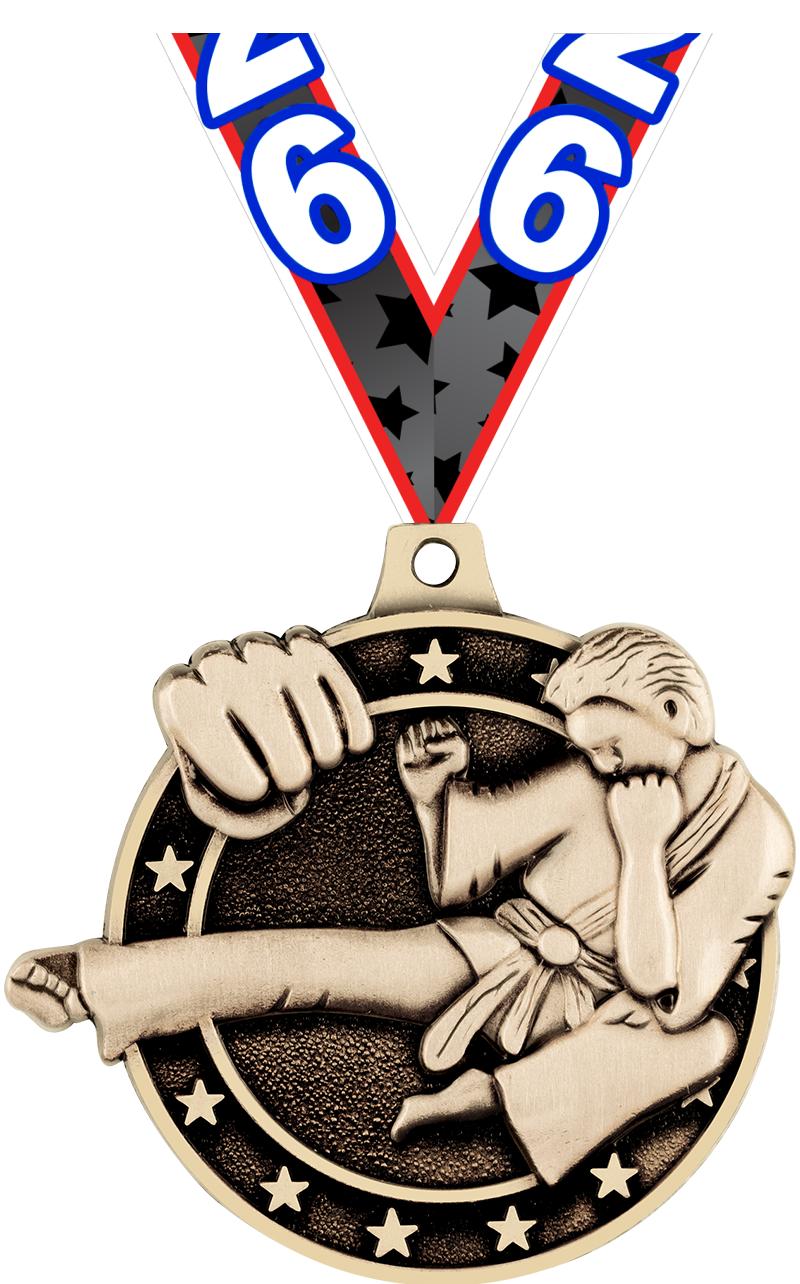 2" 3D KARATE MEDAL GOLD