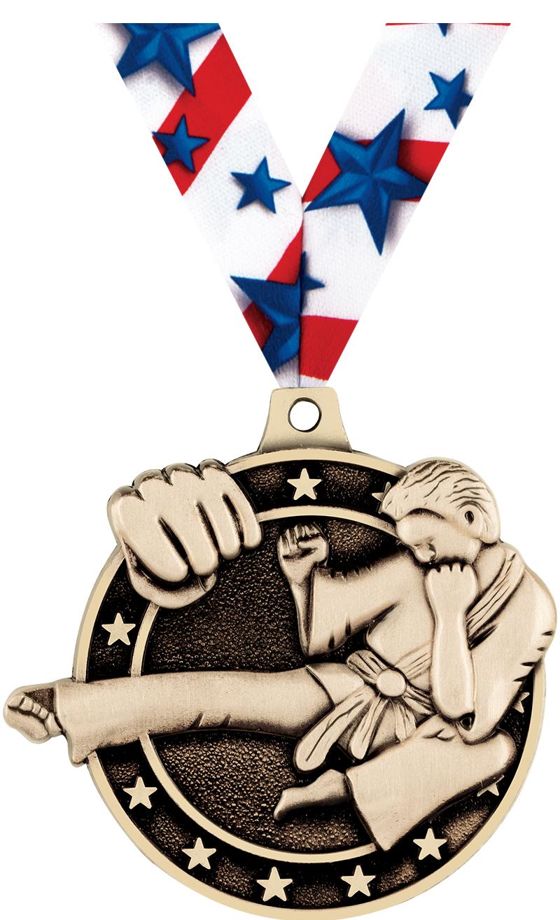 2" 3D KARATE MEDAL GOLD
