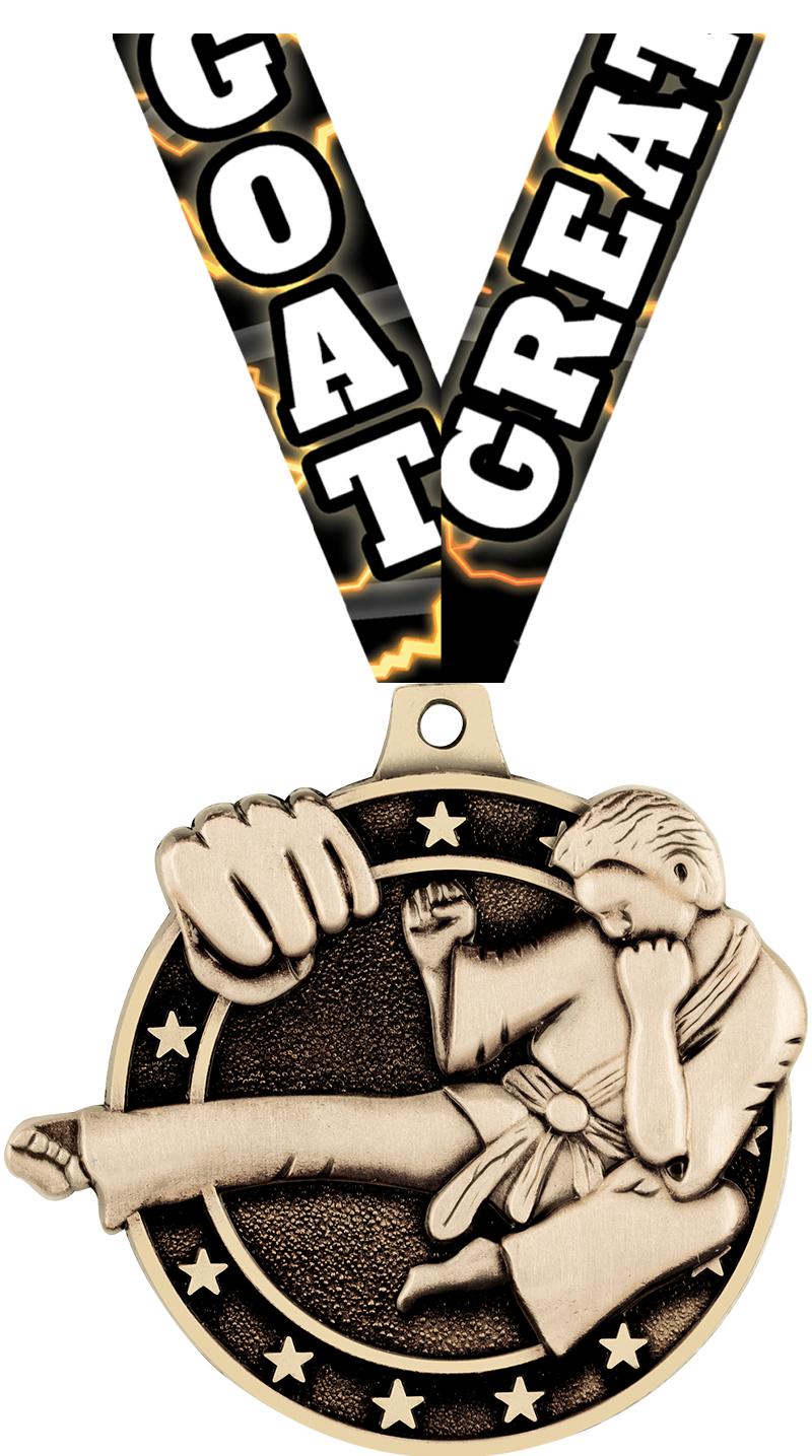 2" 3D KARATE MEDAL GOLD