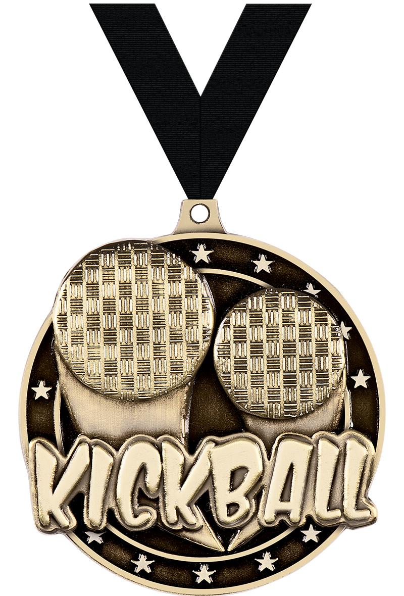 2" 3D KICKBALL MEDAL GOLD