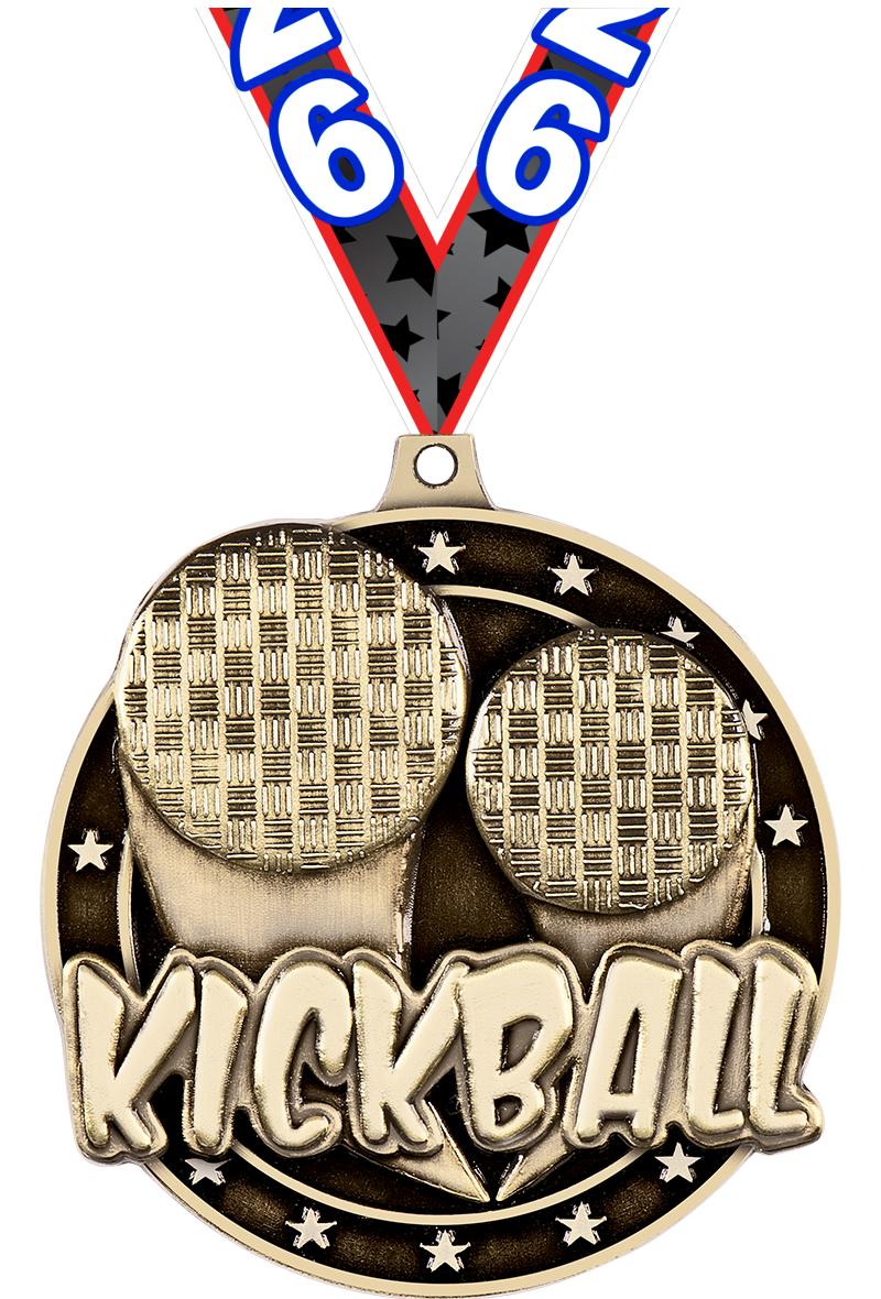 2" 3D KICKBALL MEDAL GOLD