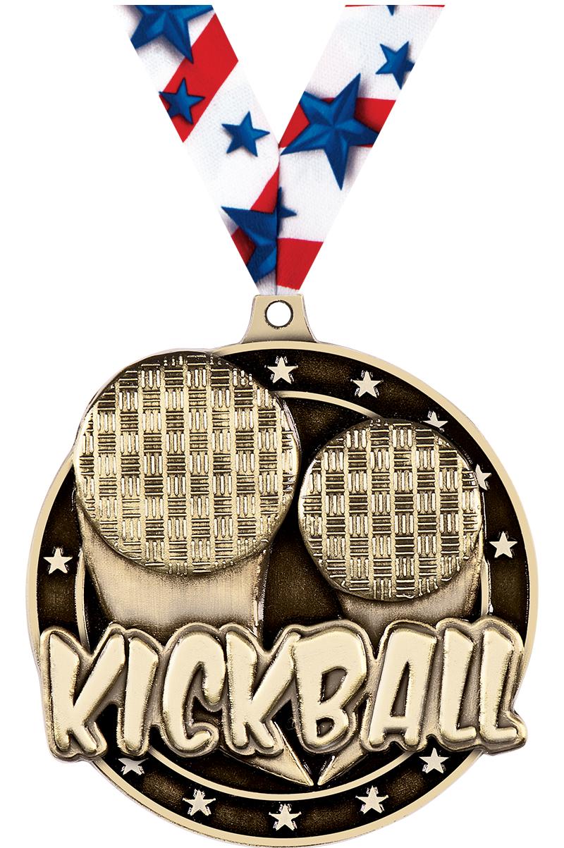 2" 3D KICKBALL MEDAL GOLD