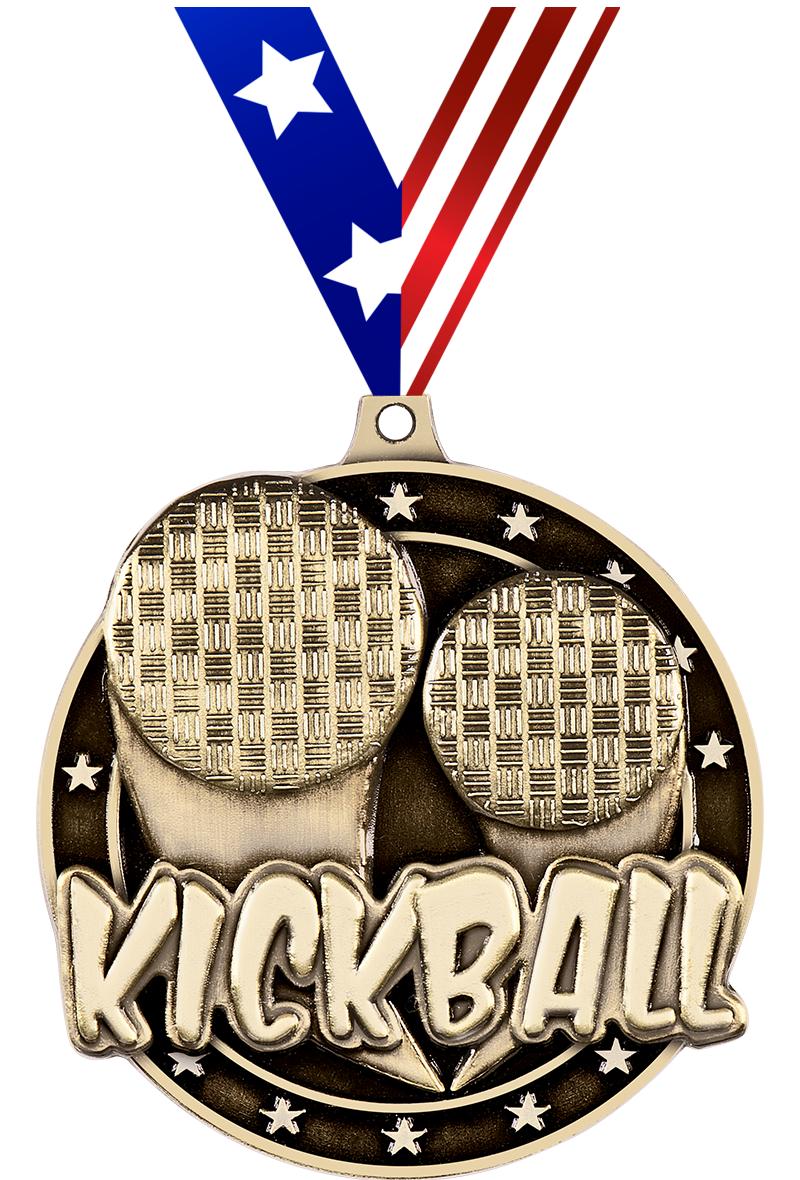 2" 3D KICKBALL MEDAL GOLD
