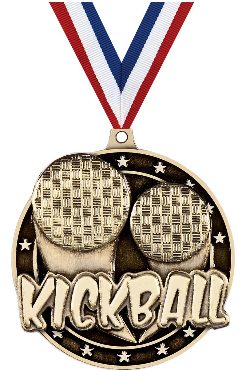 2" 3D KICKBALL MEDAL GOLD
