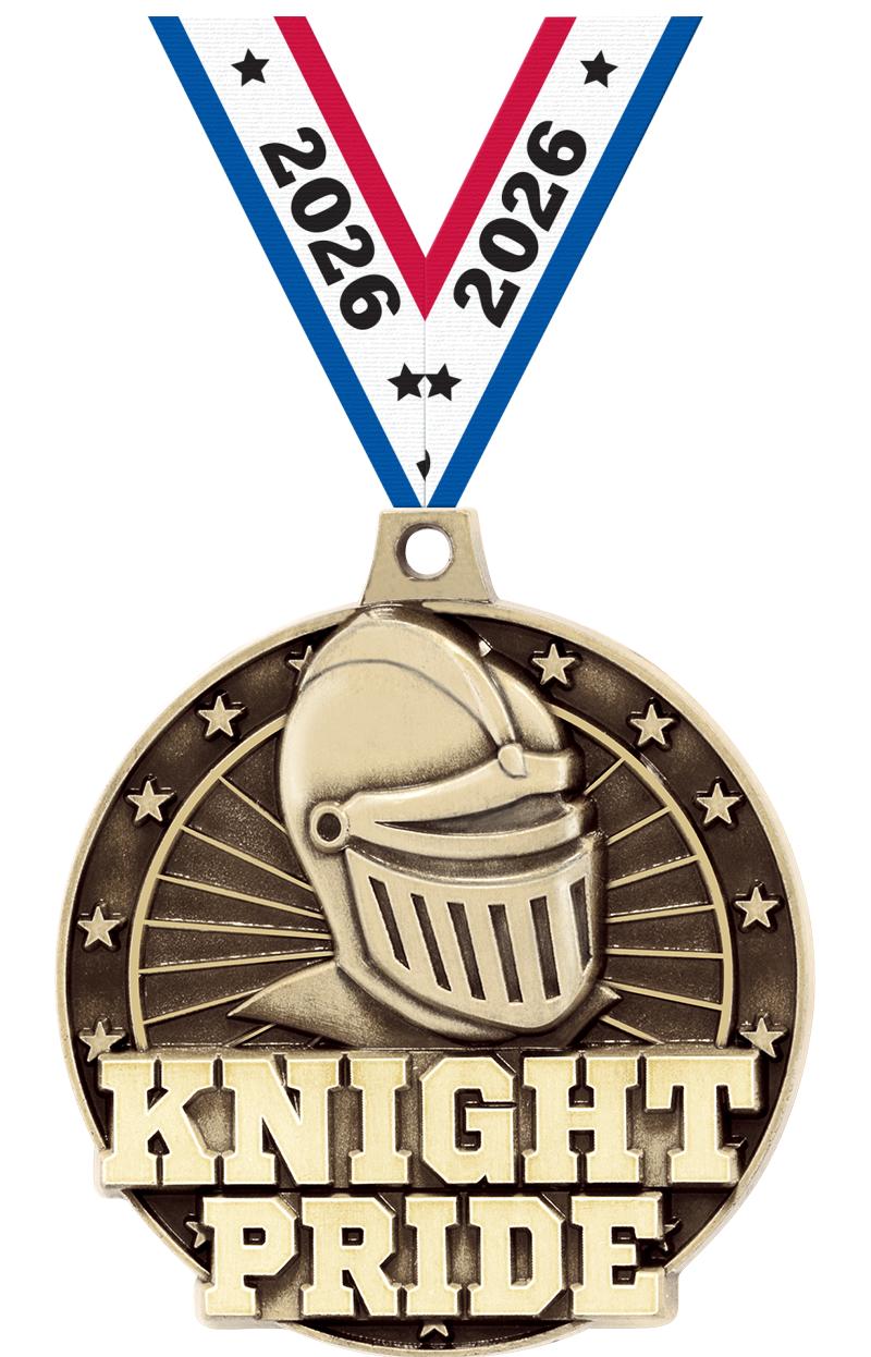 2" 3D KNIGHT PRIDE GOLD MEDAL