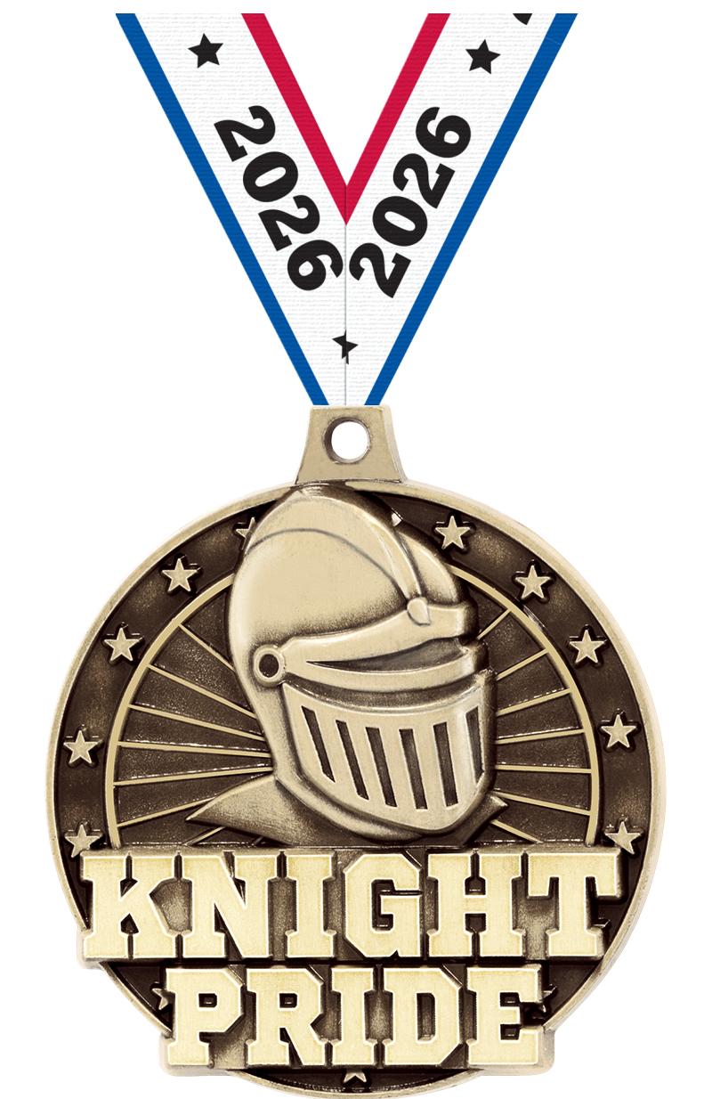 2" 3D KNIGHT PRIDE GOLD MEDAL