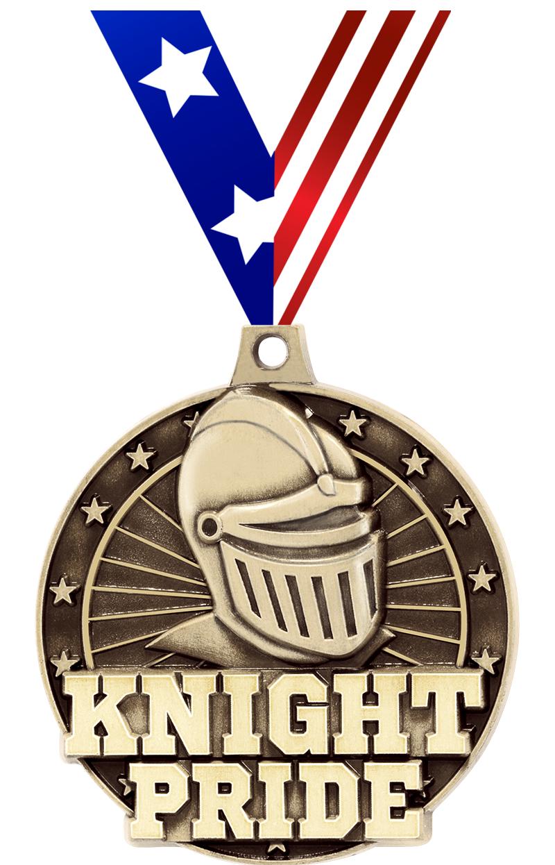 2" 3D KNIGHT PRIDE GOLD MEDAL