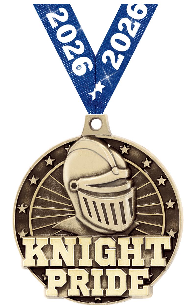 2" 3D KNIGHT PRIDE GOLD MEDAL