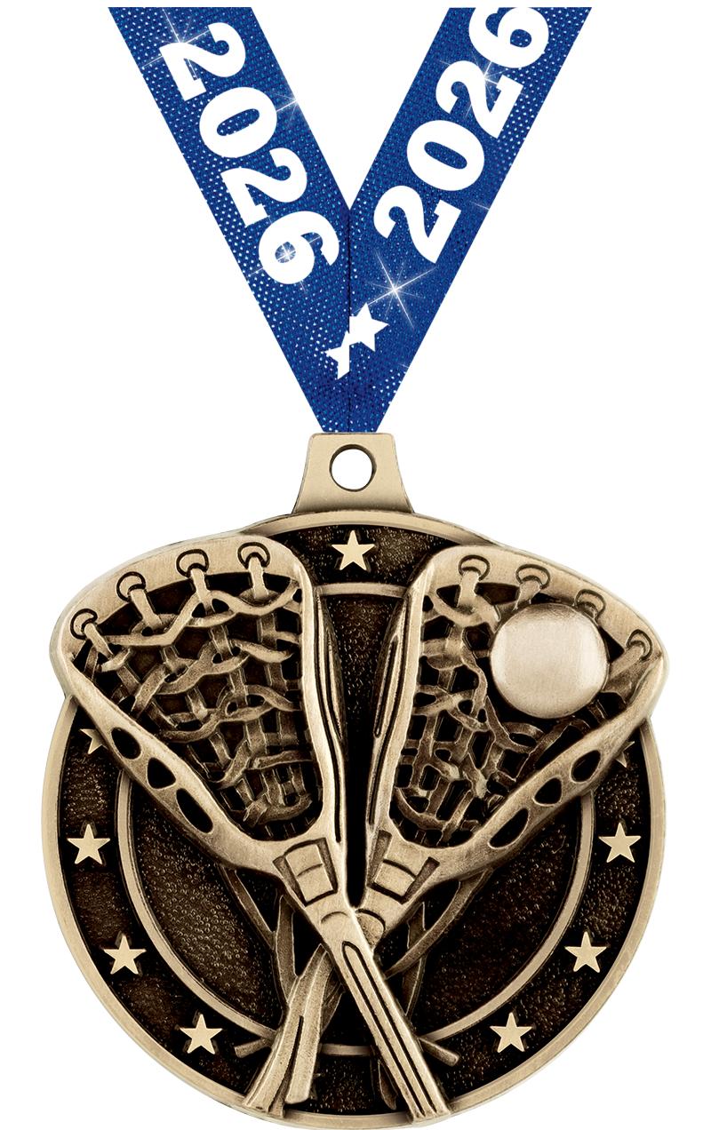 2" 3D LACROSSE MEDAL GOLD