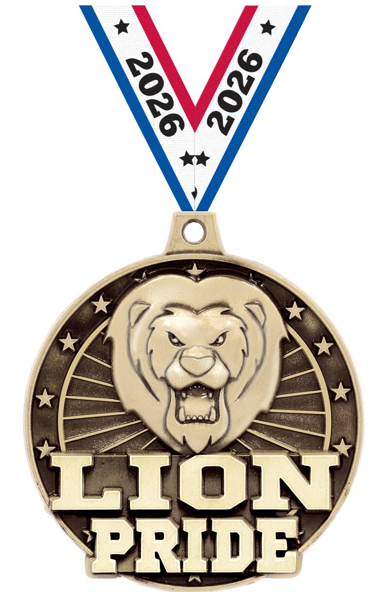 2" 3D LION PRIDE GOLD MEDAL