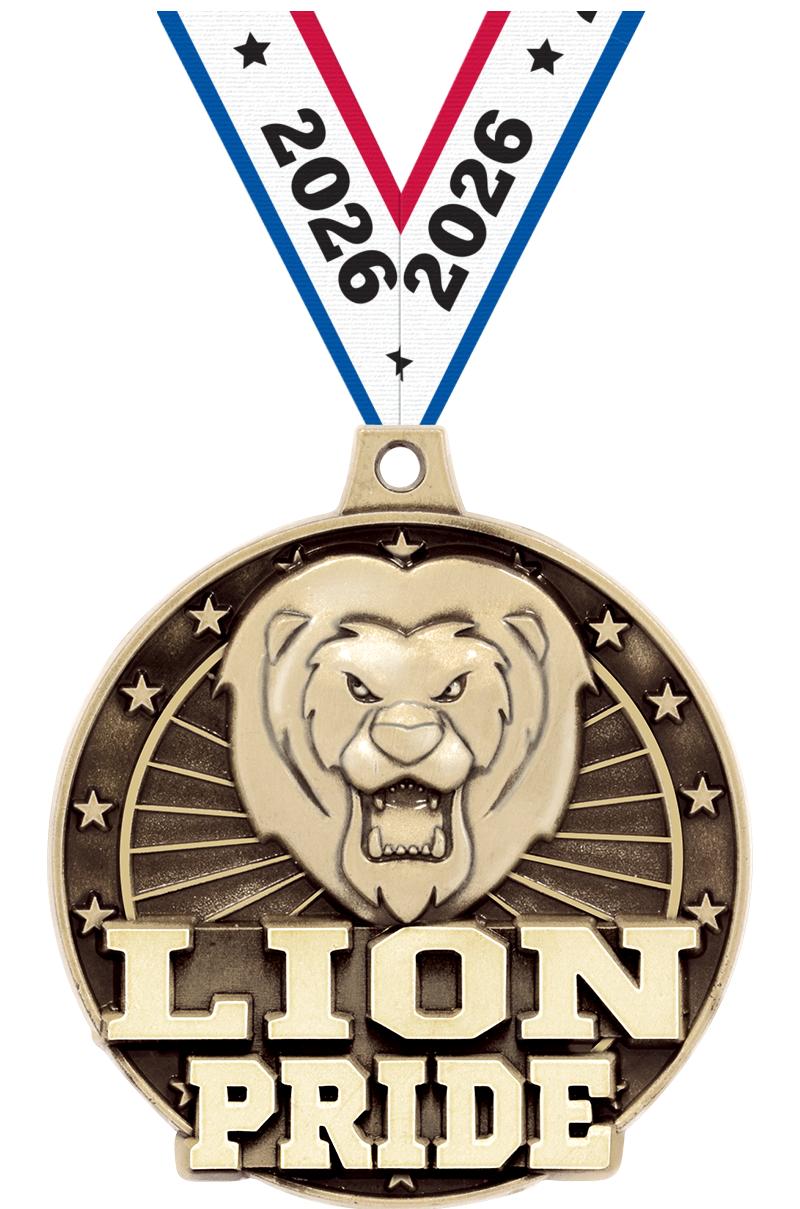 2" 3D LION PRIDE GOLD MEDAL