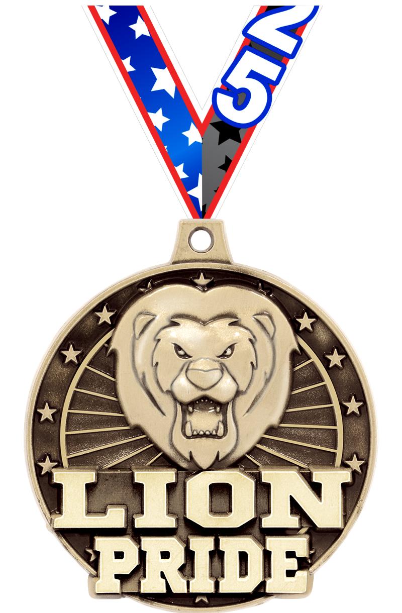 2" 3D LION PRIDE GOLD MEDAL