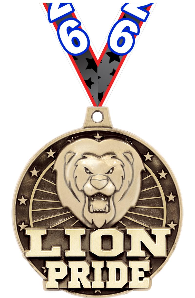 2" 3D LION PRIDE GOLD MEDAL