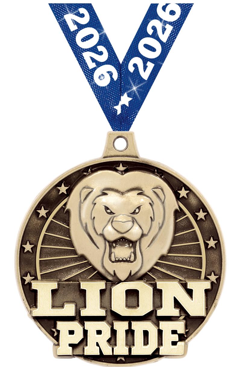 2" 3D LION PRIDE GOLD MEDAL