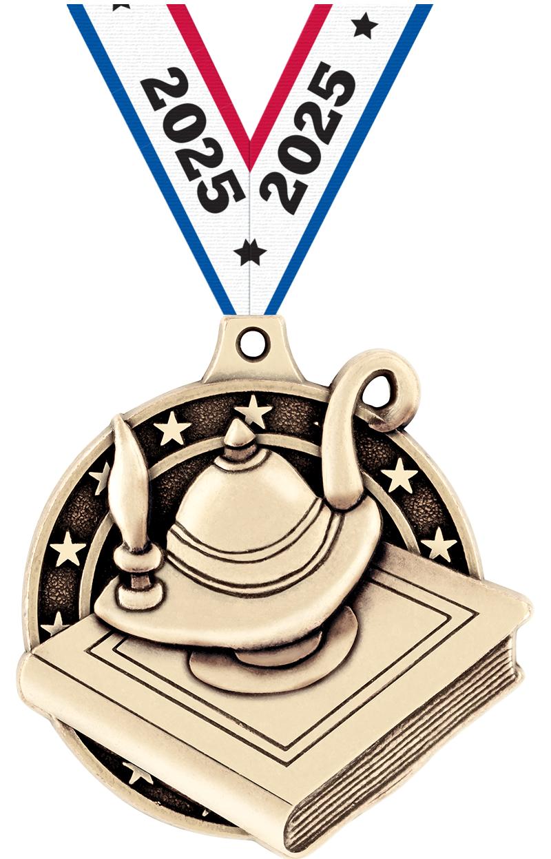 2" 3D LEARNING LAMP MEDAL GOLD