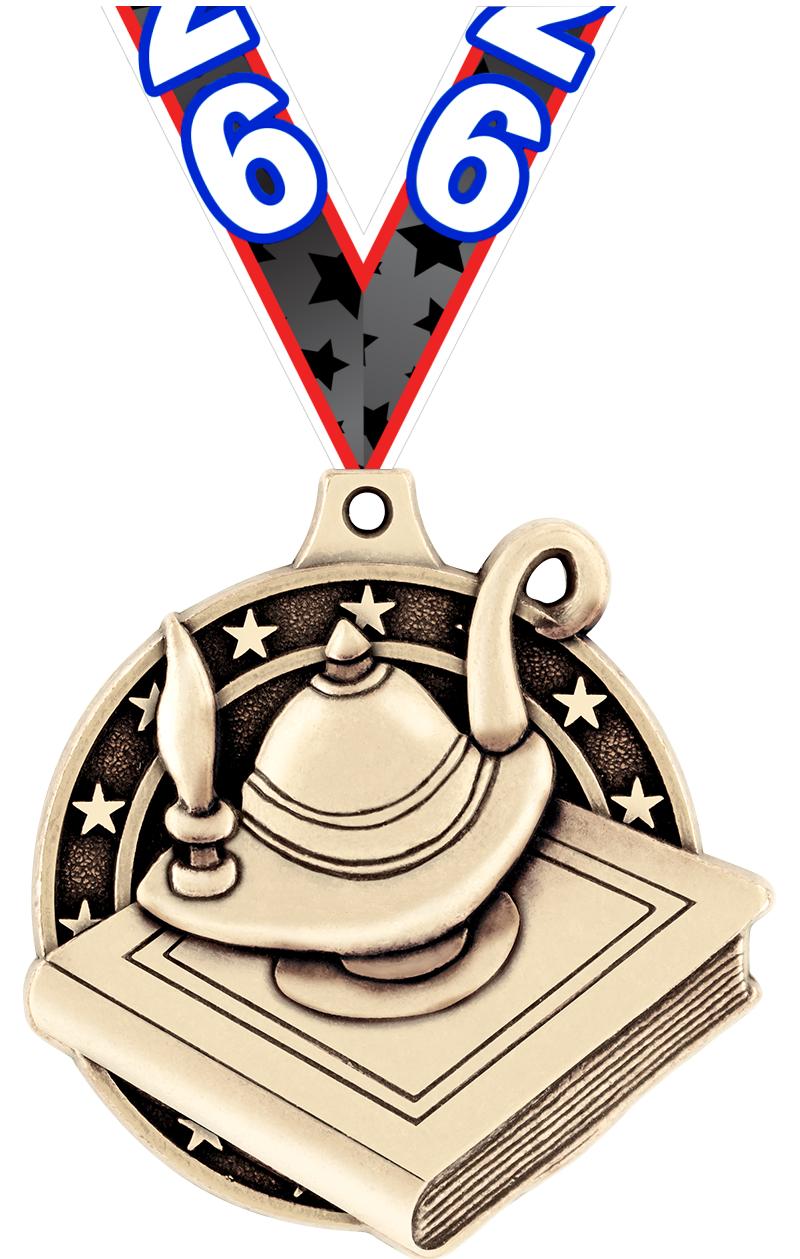 2" 3D LEARNING LAMP MEDAL GOLD