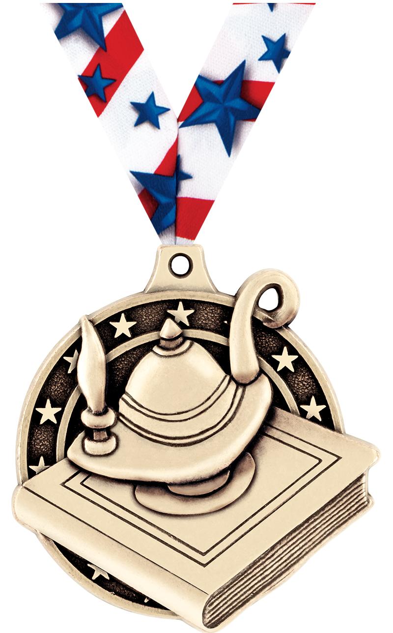 2" 3D LEARNING LAMP MEDAL GOLD