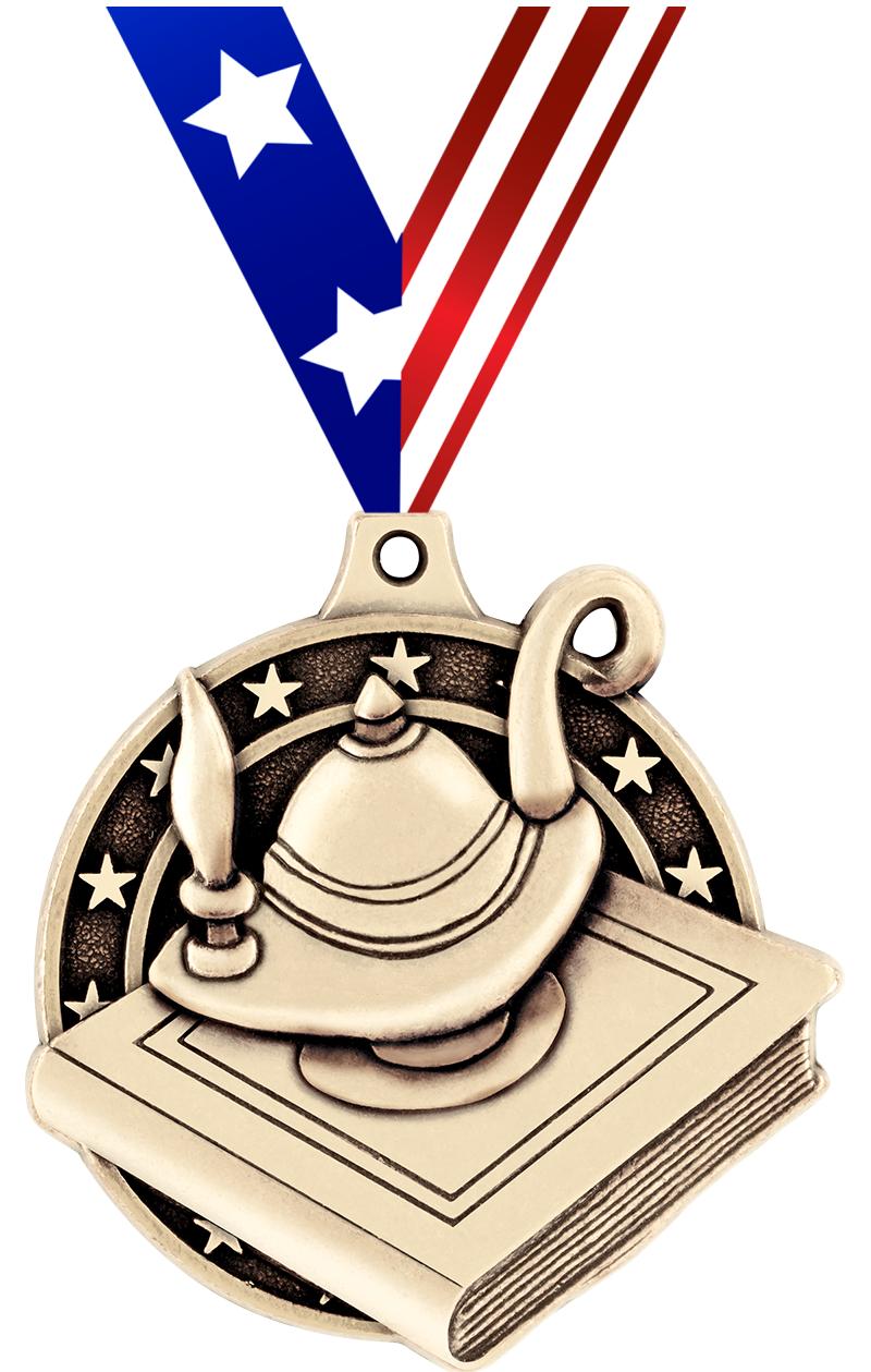 2" 3D LEARNING LAMP MEDAL GOLD