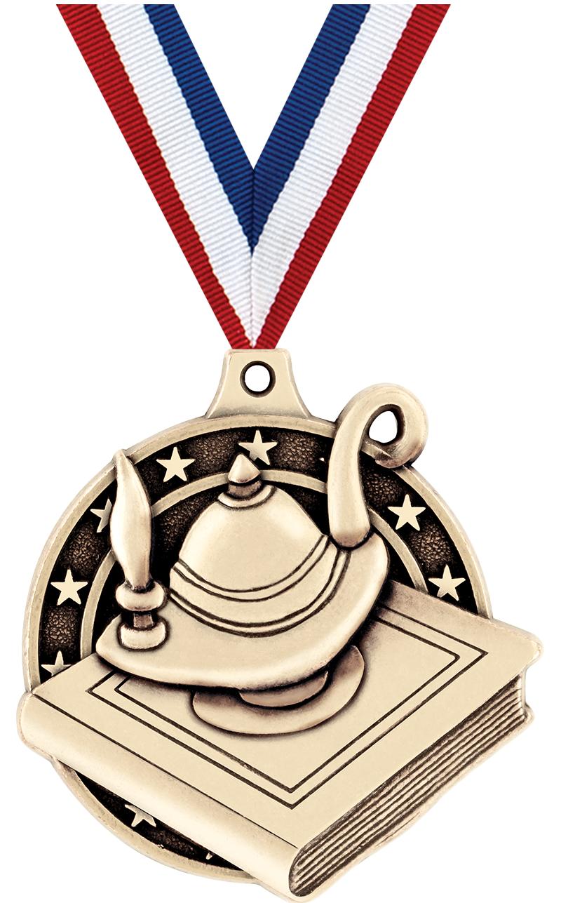 2" 3D LEARNING LAMP MEDAL GOLD