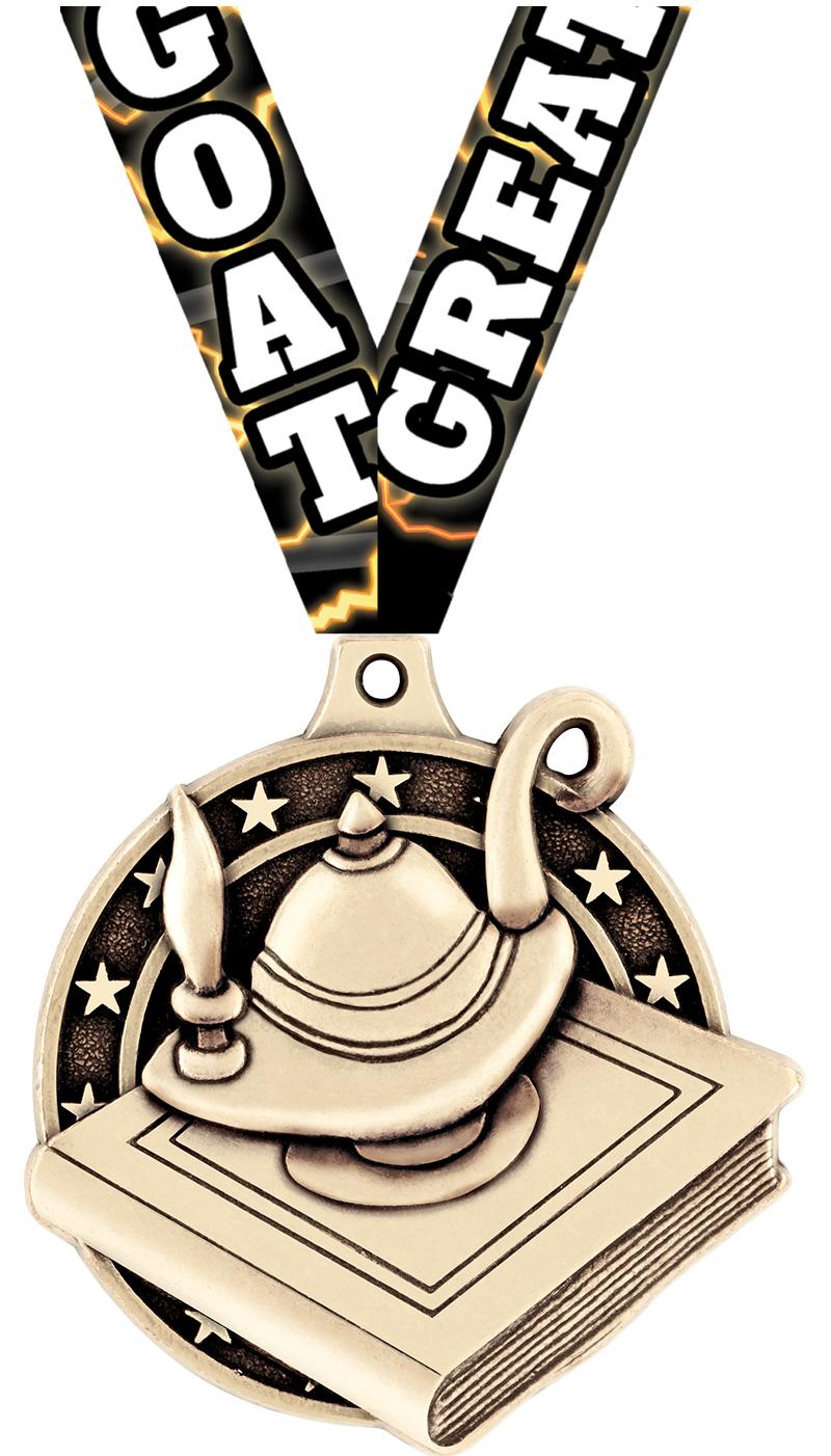 2" 3D LEARNING LAMP MEDAL GOLD