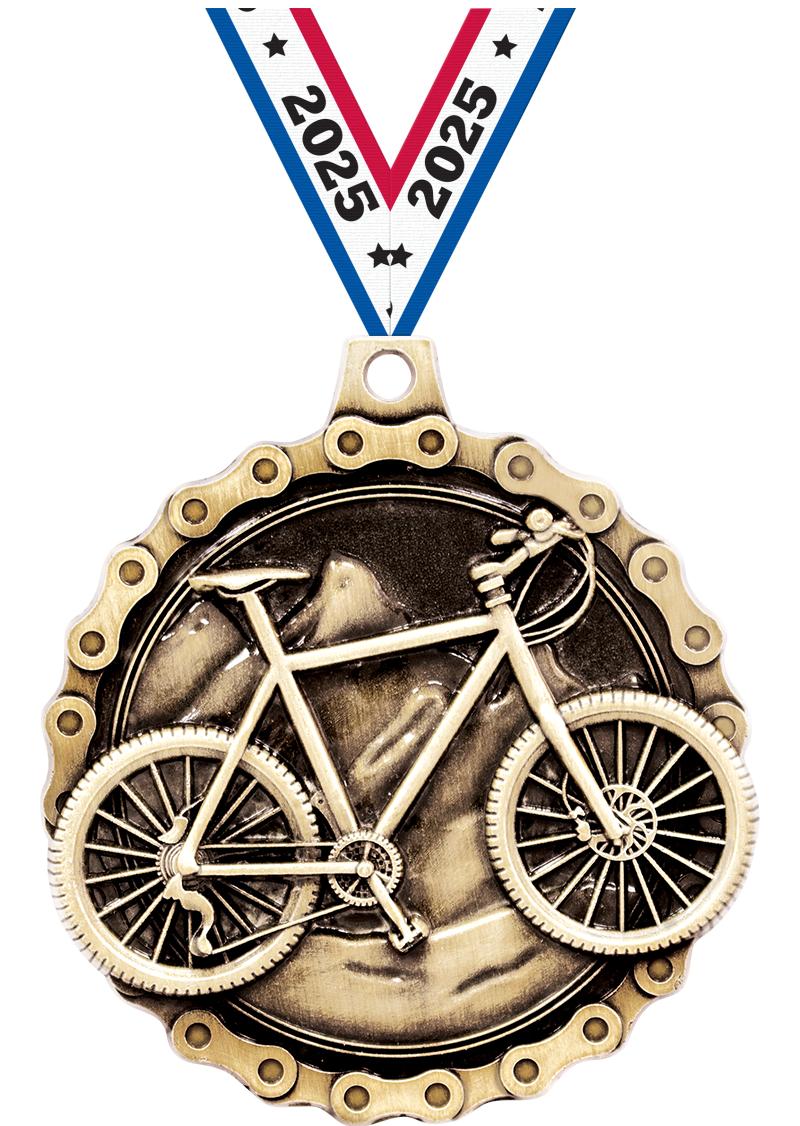 2" 3D MNTN BIKE MEDAL GOLD