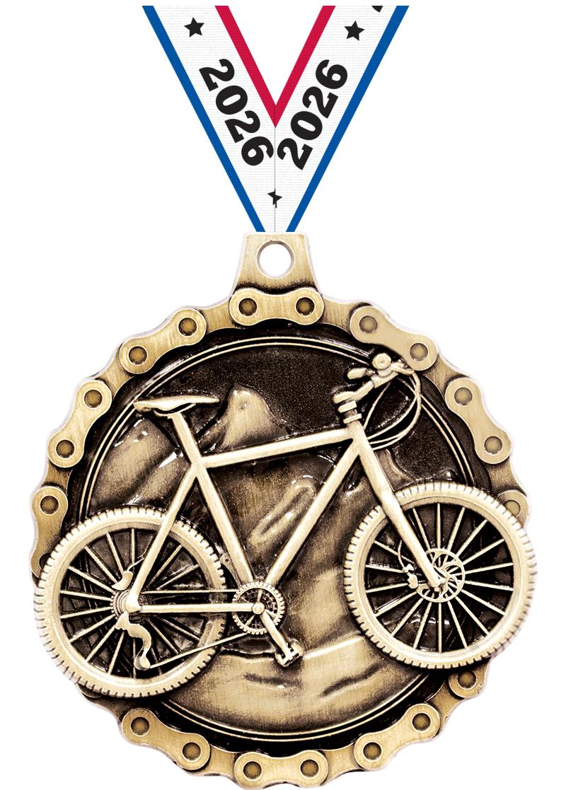 2" 3D MNTN BIKE MEDAL GOLD