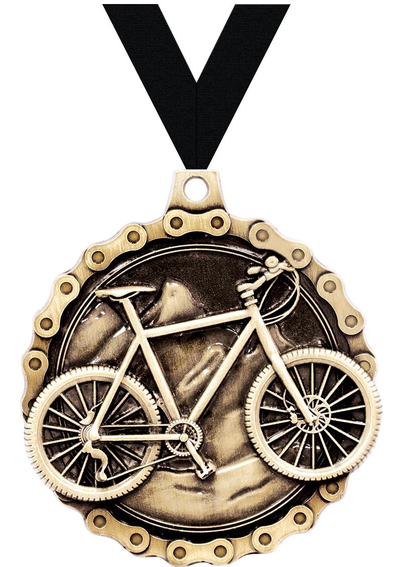 2" 3D MNTN BIKE MEDAL GOLD