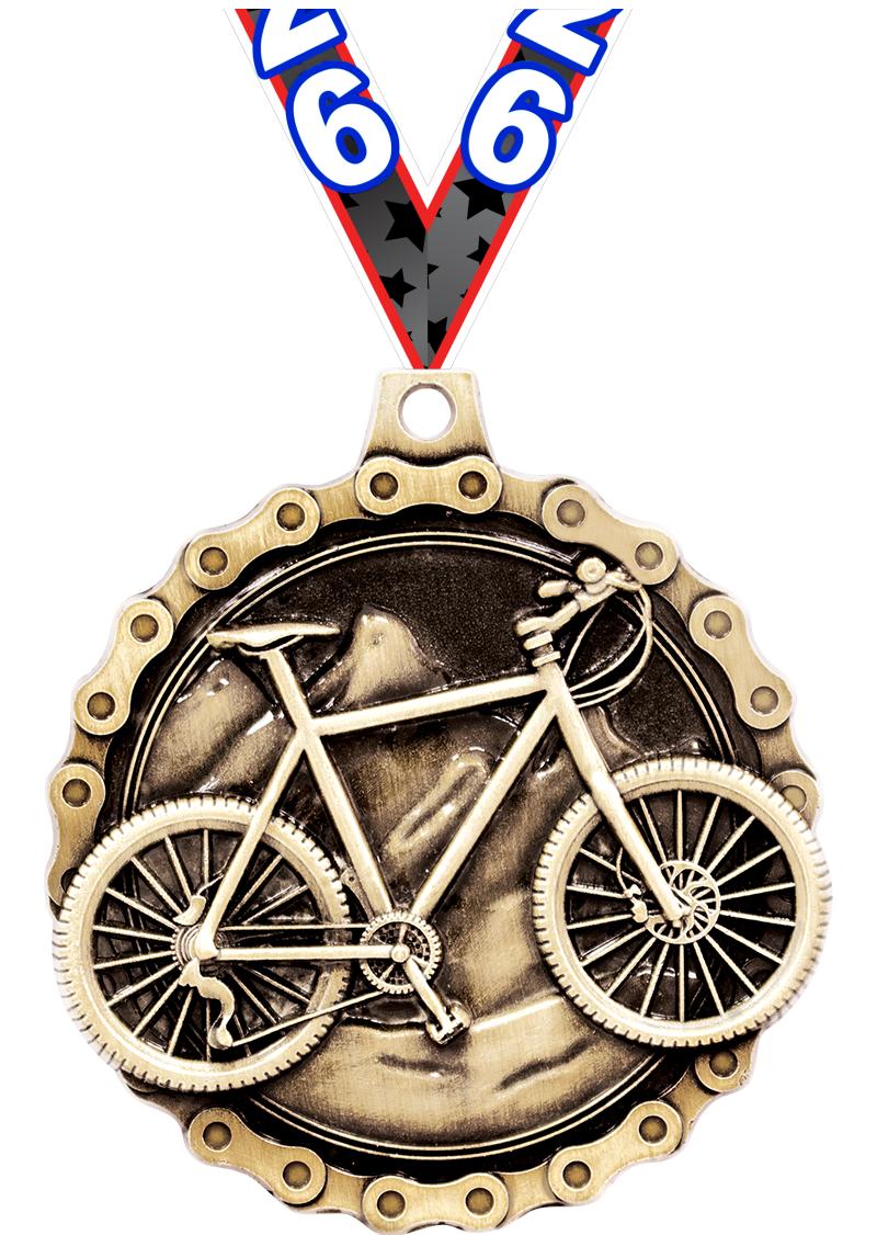 2" 3D MNTN BIKE MEDAL GOLD