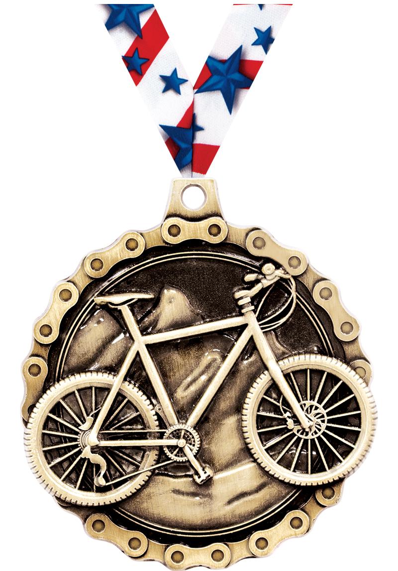 2" 3D MNTN BIKE MEDAL GOLD
