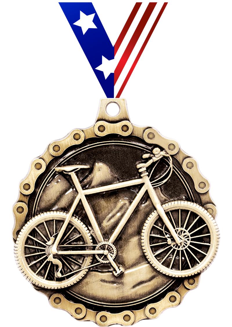 2" 3D MNTN BIKE MEDAL GOLD
