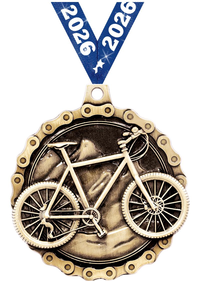 2" 3D MNTN BIKE MEDAL GOLD