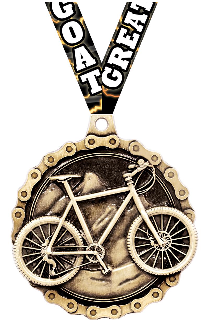 2" 3D MNTN BIKE MEDAL GOLD