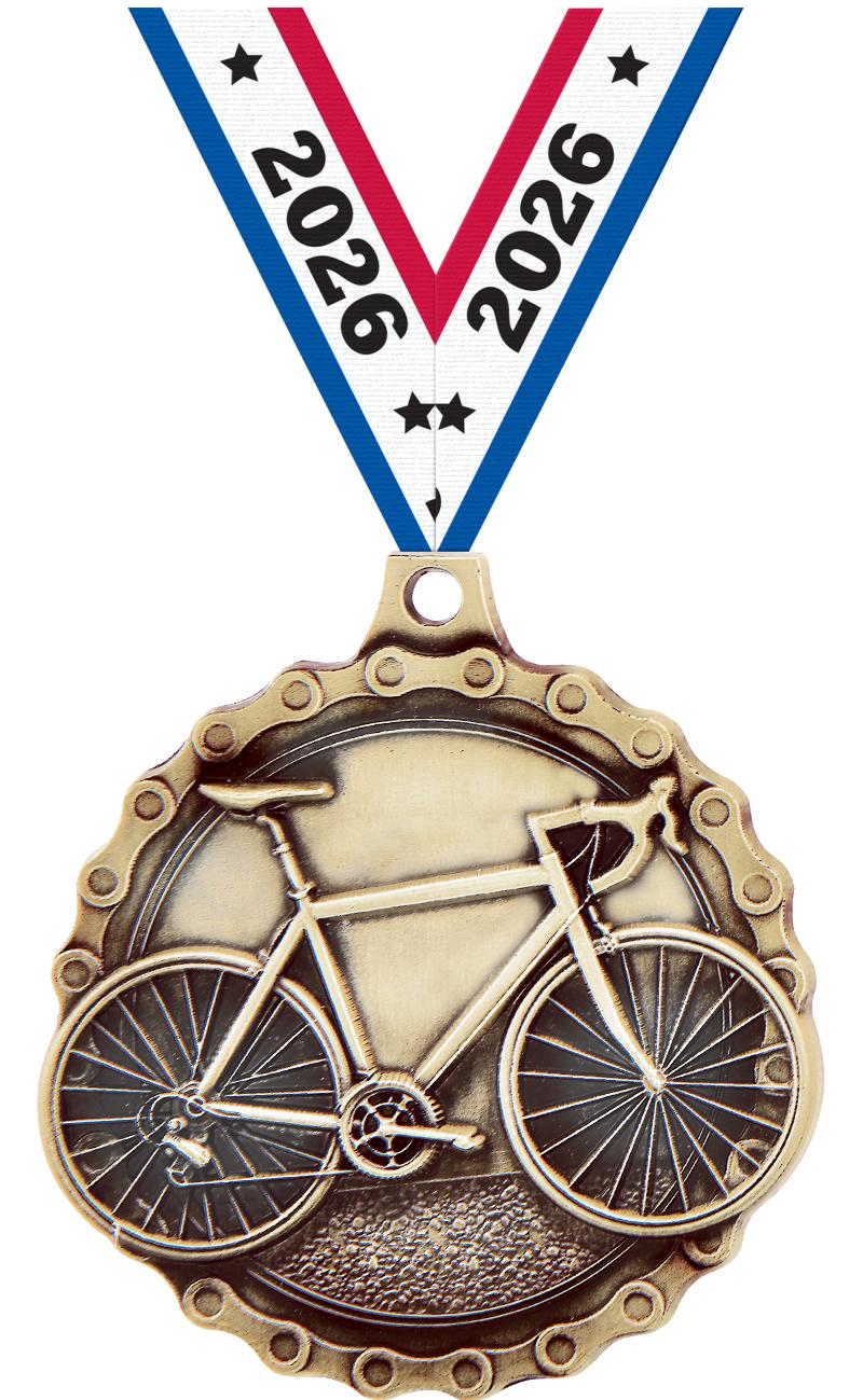 2" 3D ROAD BIKE MEDAL GOLD