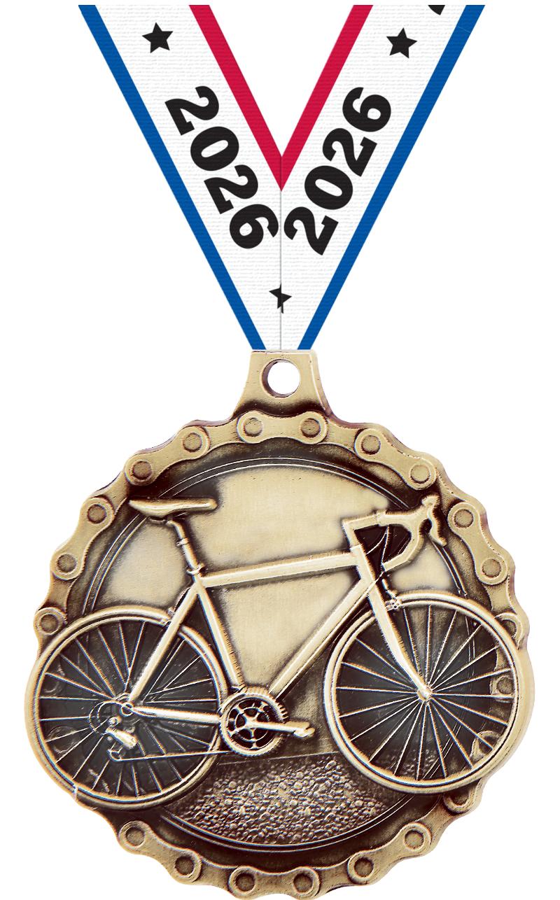 2" 3D ROAD BIKE MEDAL GOLD