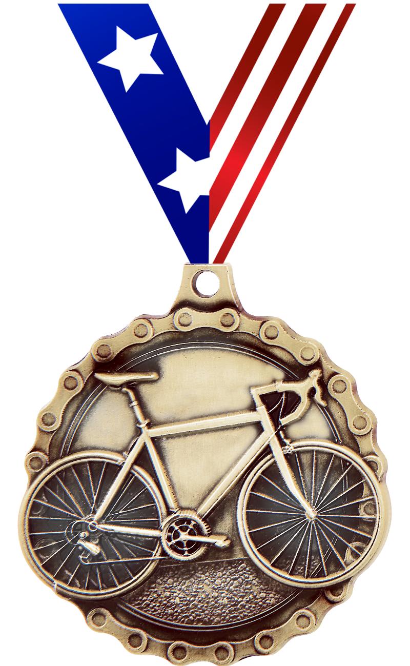 2" 3D ROAD BIKE MEDAL GOLD