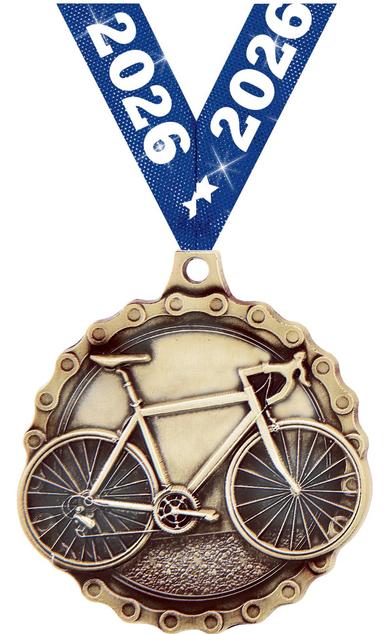 2" 3D ROAD BIKE MEDAL GOLD