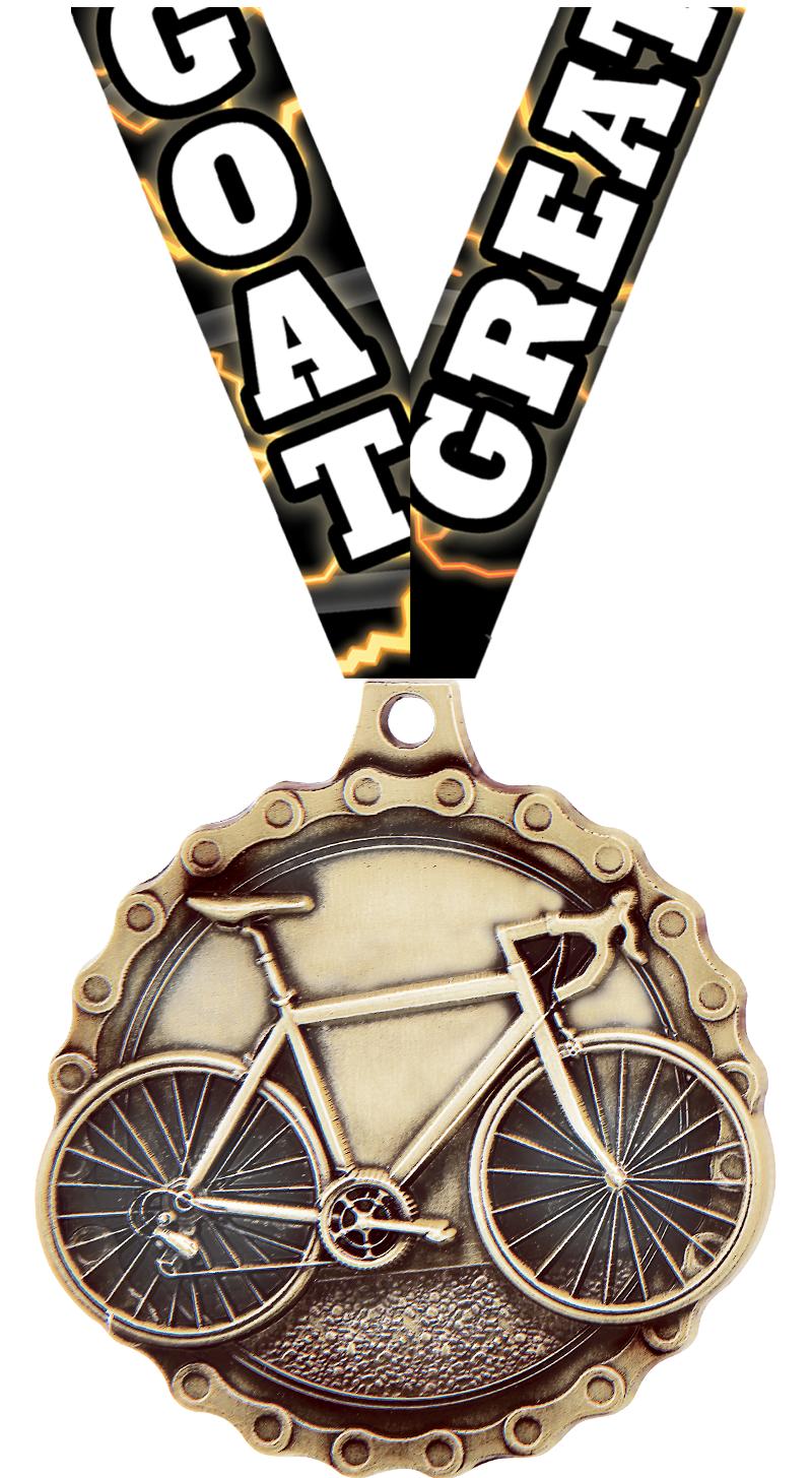2" 3D ROAD BIKE MEDAL GOLD