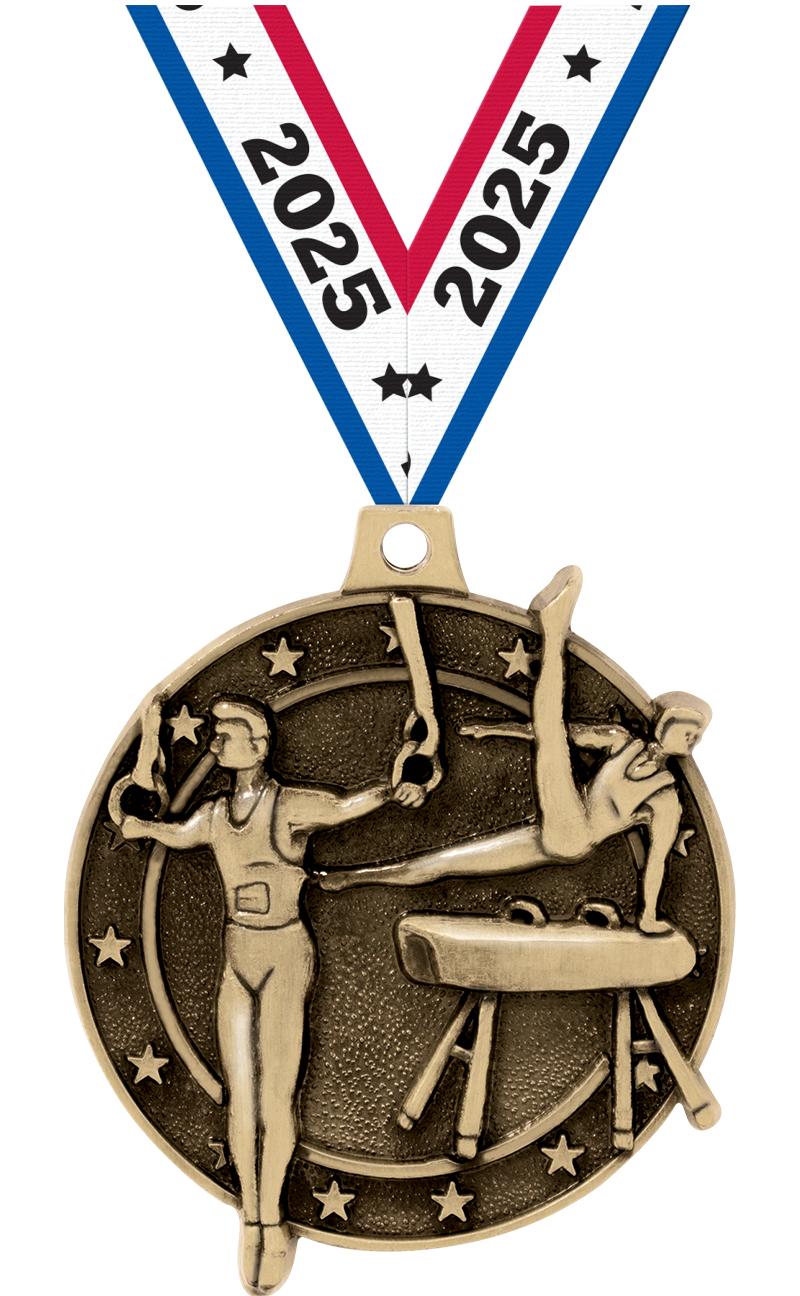 2" 3D MALE GYM MEDAL GOLD