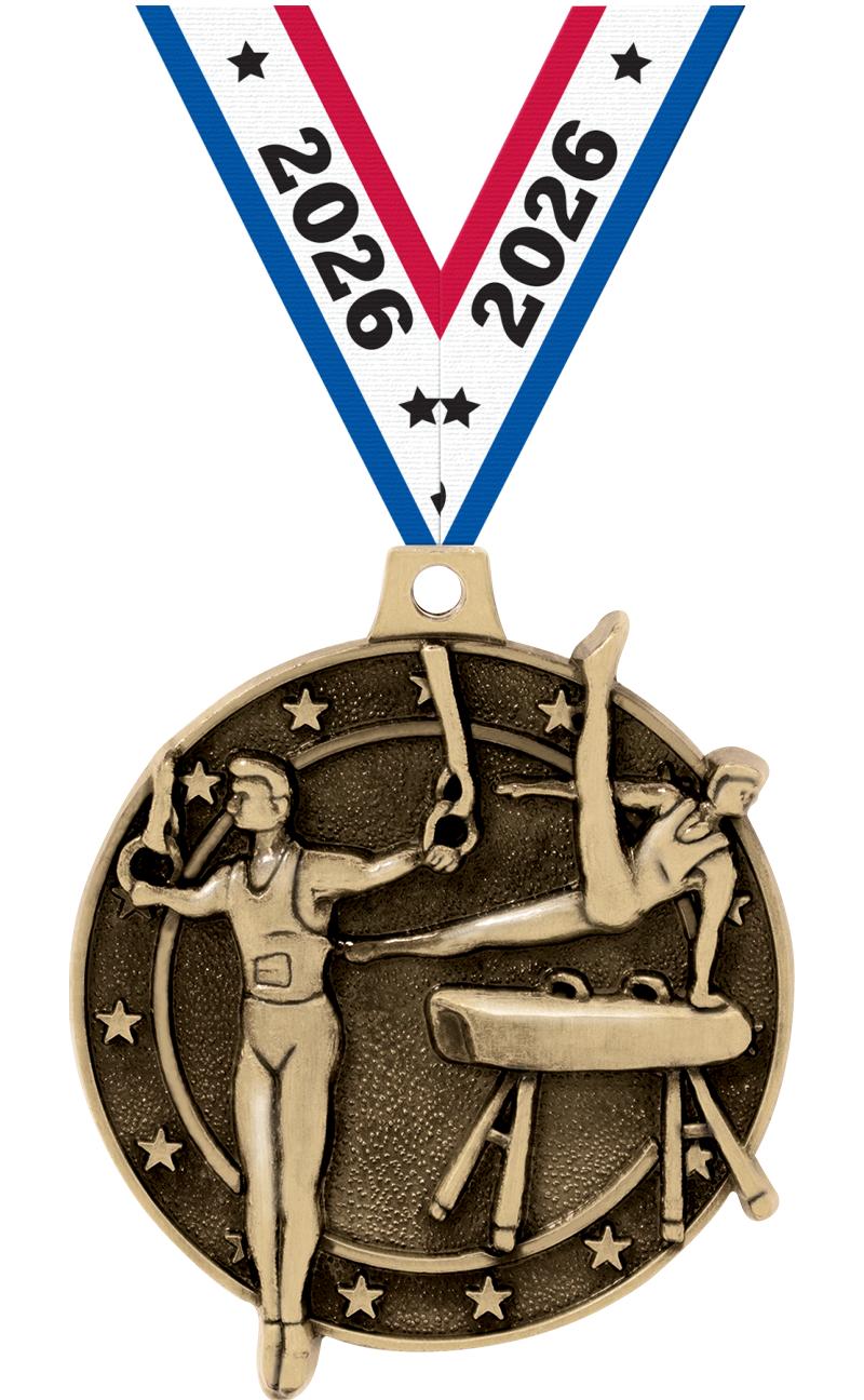 2" 3D MALE GYM MEDAL GOLD