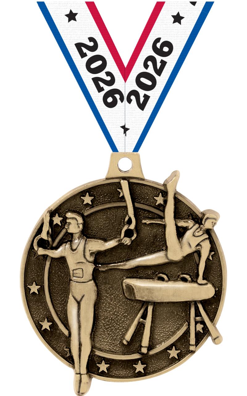 2" 3D MALE GYM MEDAL GOLD