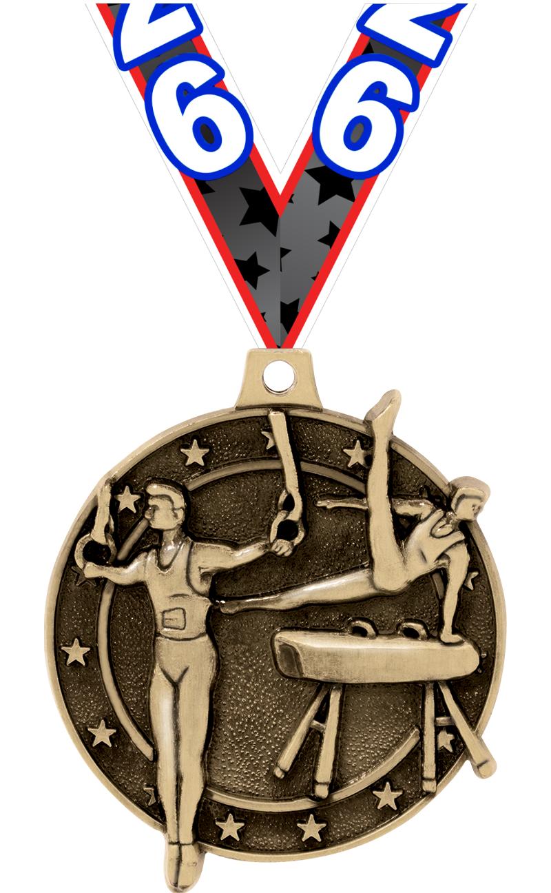 2" 3D MALE GYM MEDAL GOLD