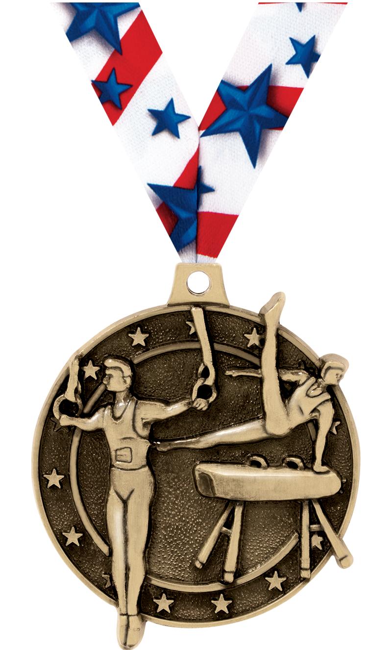 2" 3D MALE GYM MEDAL GOLD