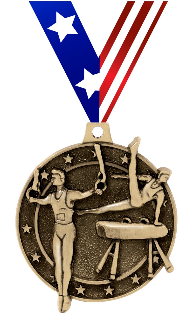 2" 3D MALE GYM MEDAL GOLD